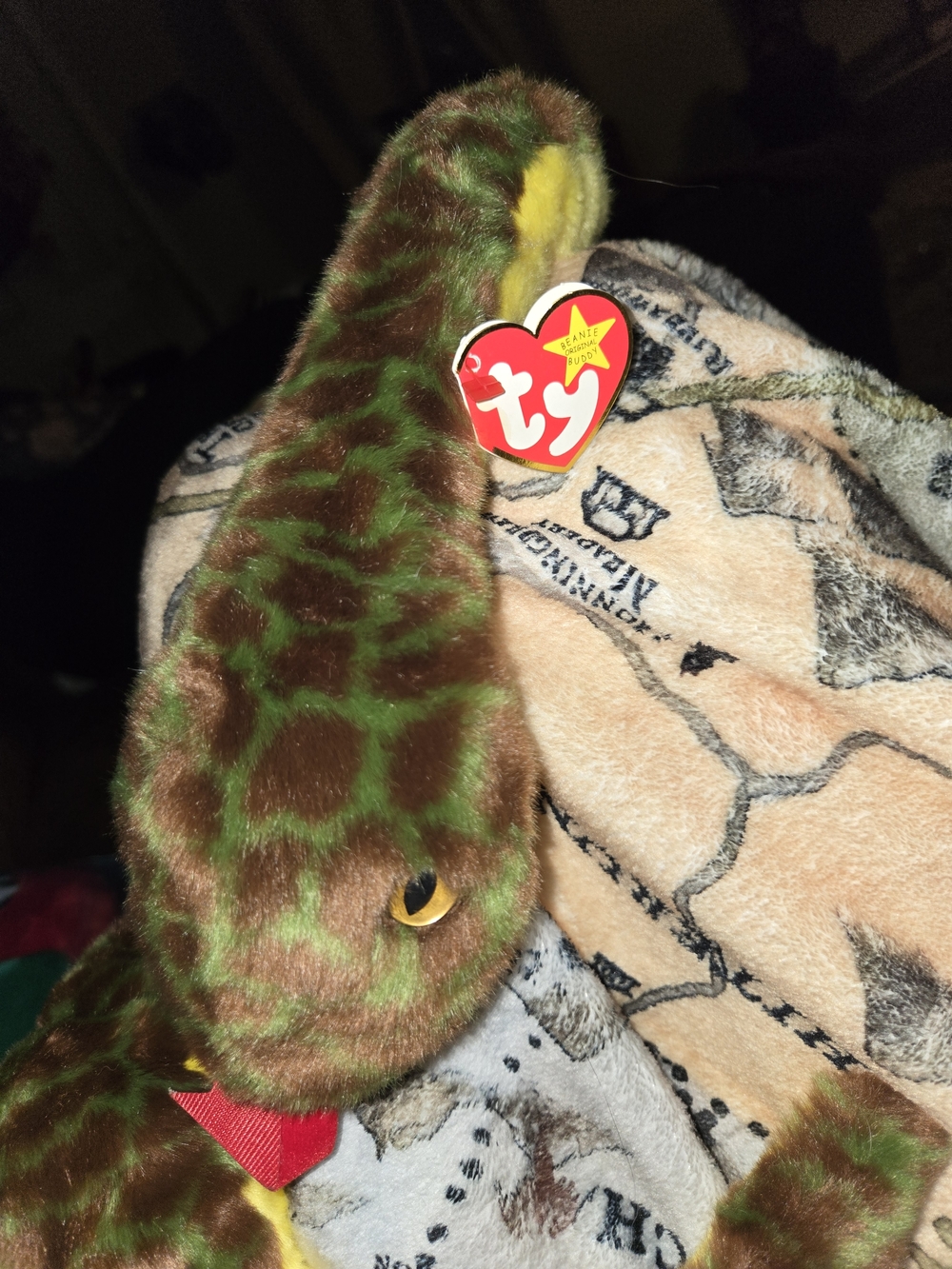 Ty Beanie Baby Green Brown Snake Plush, "SLITHER" 1999